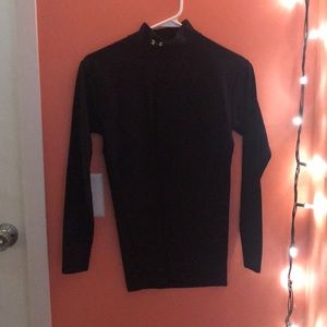 black collared, long-sleeve under armour shirt